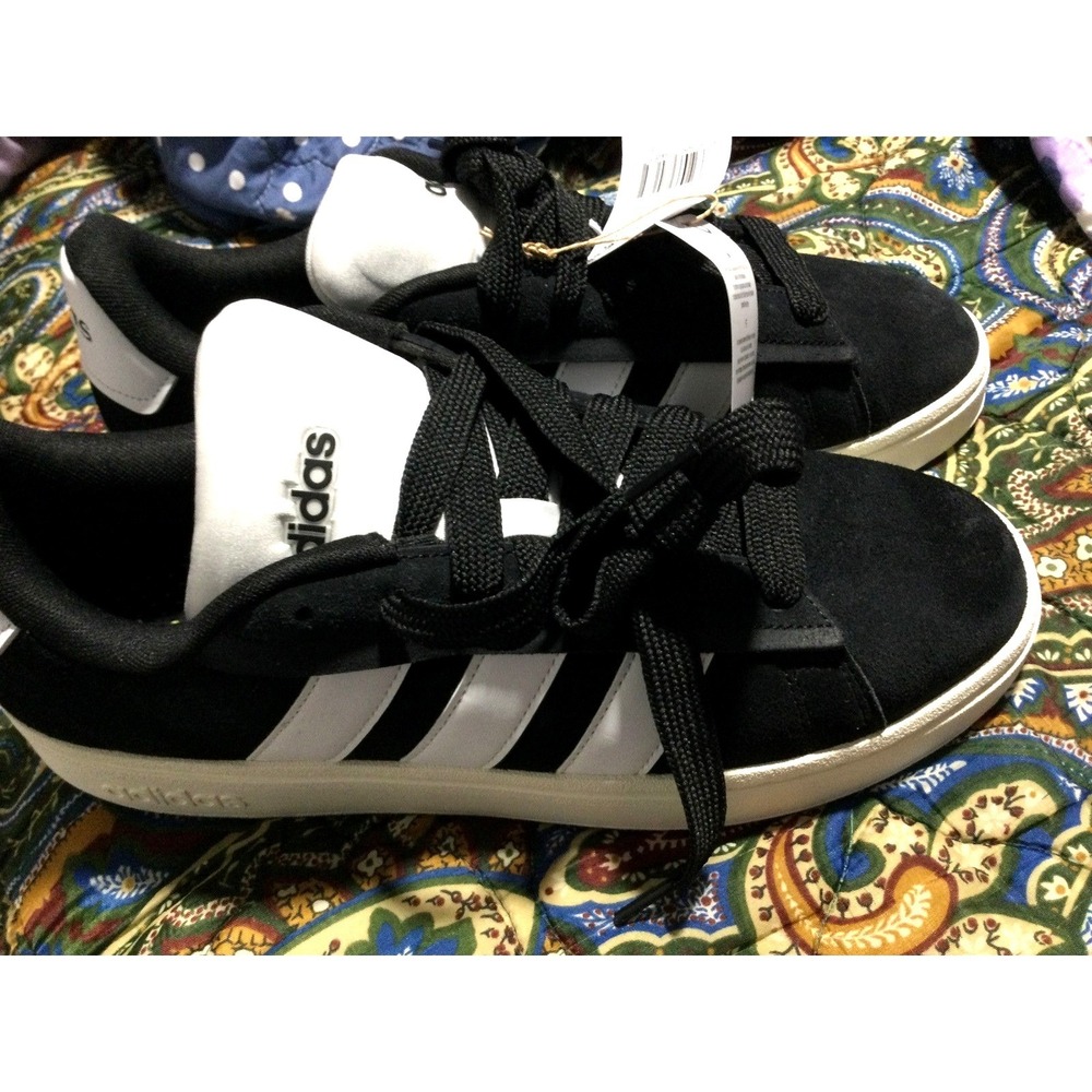 Adidas Grand‎ Court Alpha 0 Mens Black White Suede Sneakers JH7235 Size 12